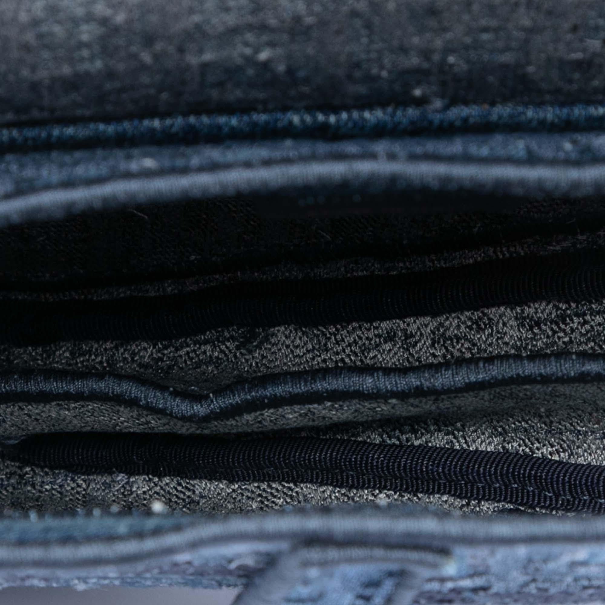 Dior Oblique Embroidered Denim Saddle Bag