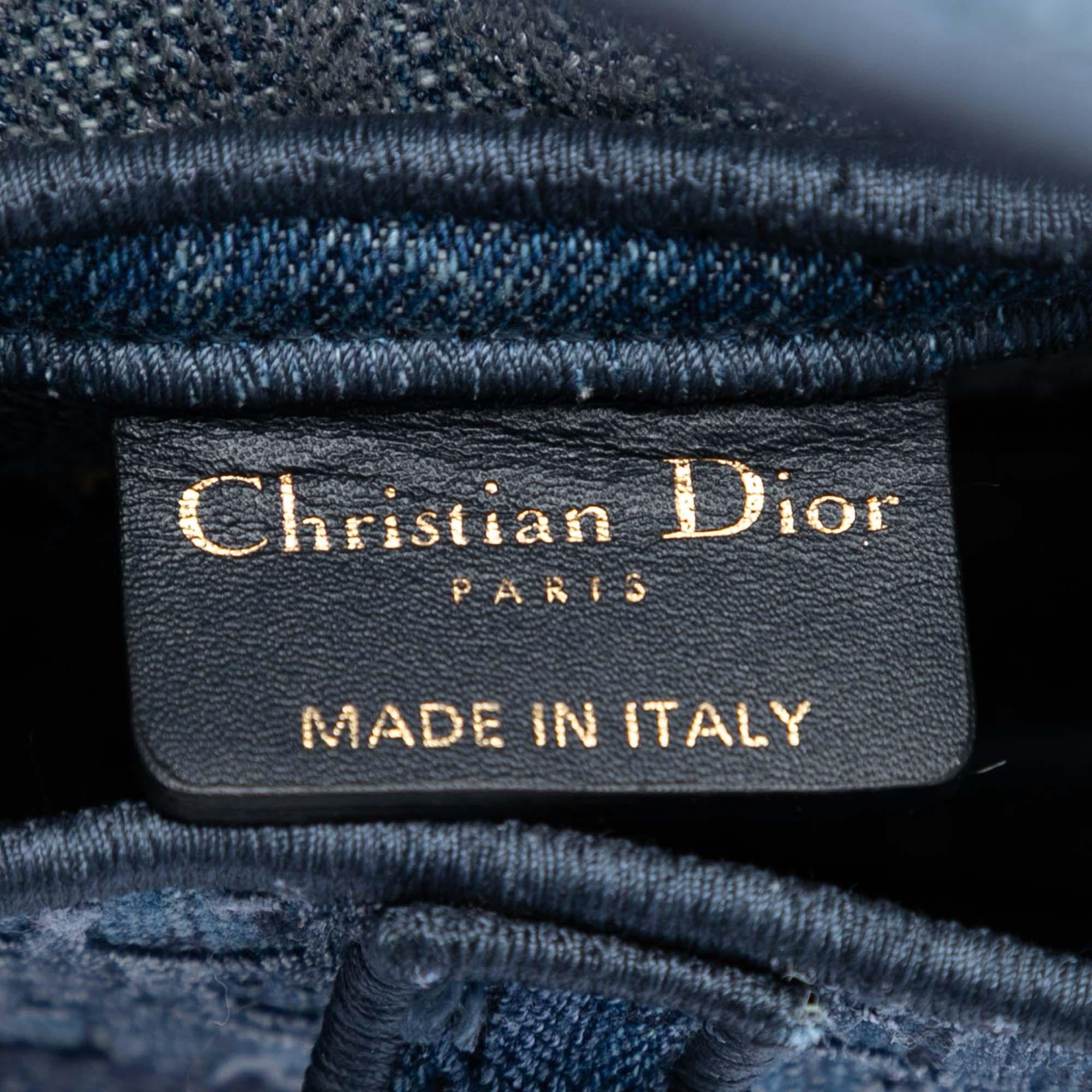 Dior Oblique Embroidered Denim Saddle Bag