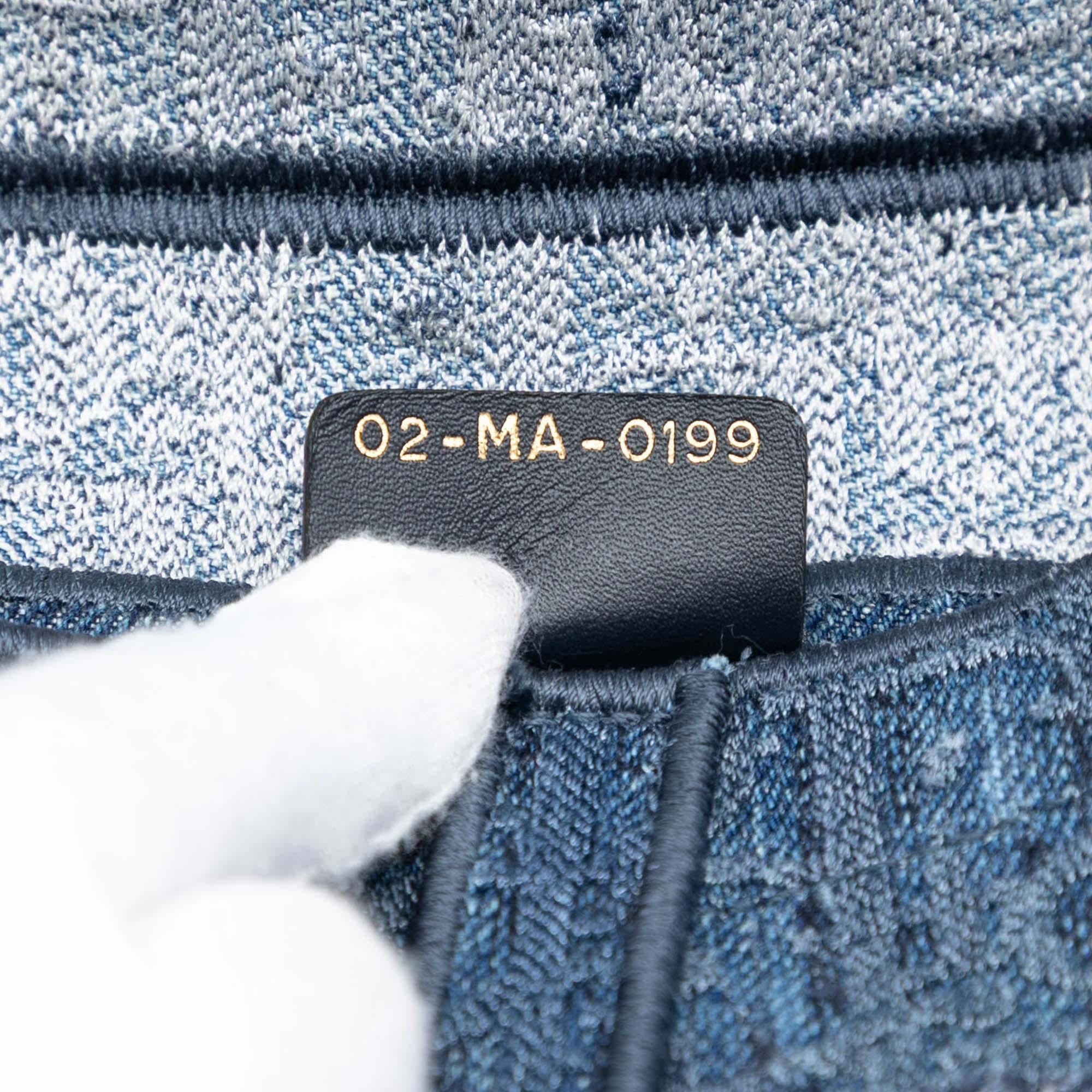 Dior Oblique Embroidered Denim Saddle Bag