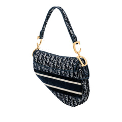 Dior Oblique Embroidered Velvet Saddle Bag