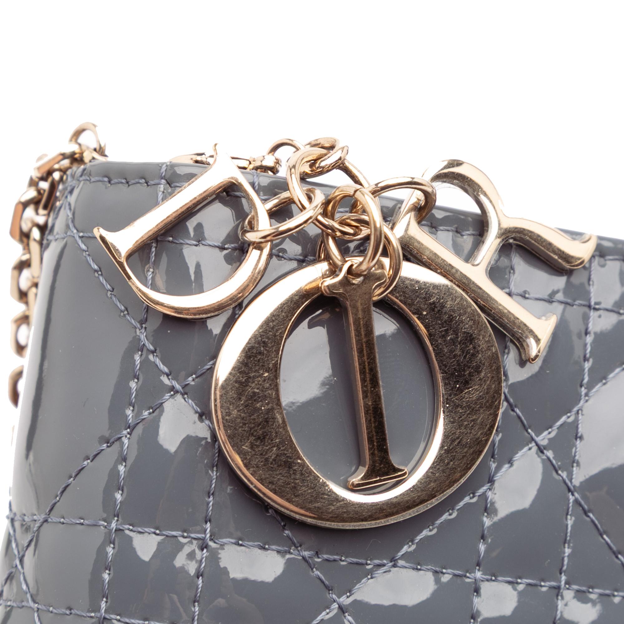 Dior Patent Cannage Lady Dior Wallet On Chain