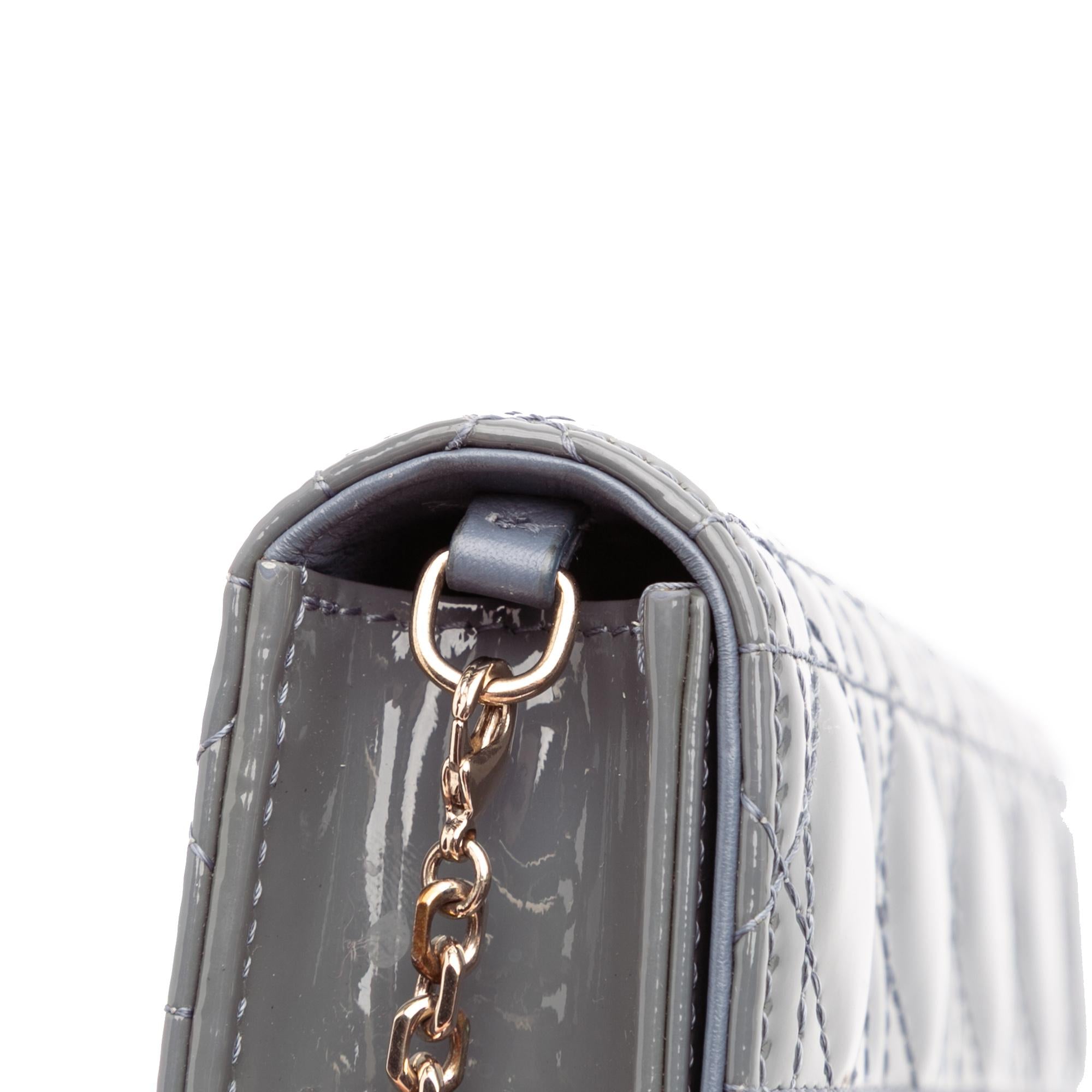 Dior Patent Cannage Lady Dior Wallet On Chain