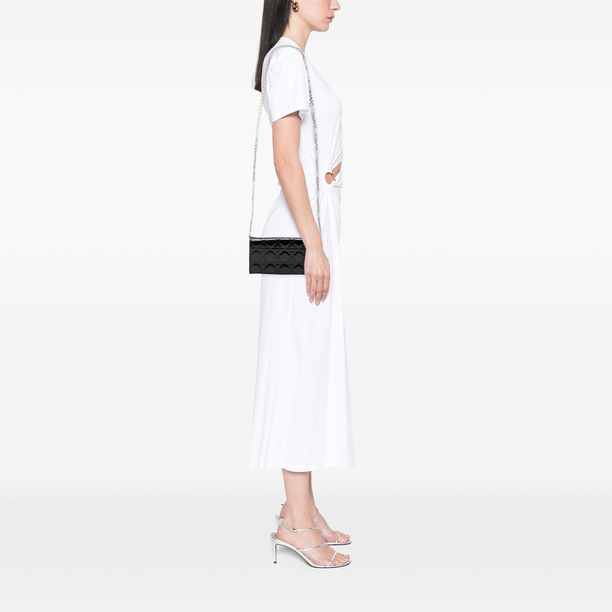 Dior Patent Cannage Lady Dior Wallet On Chain