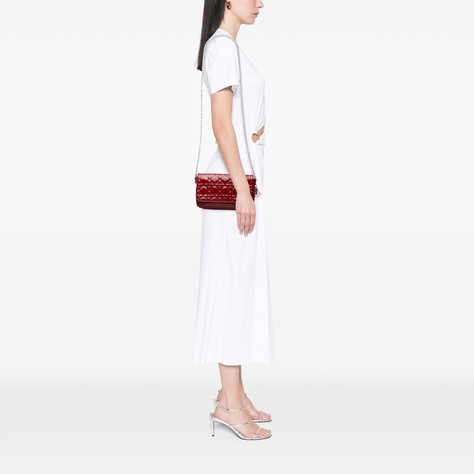 Dior Patent Cannage Lady Dior Wallet On Chain