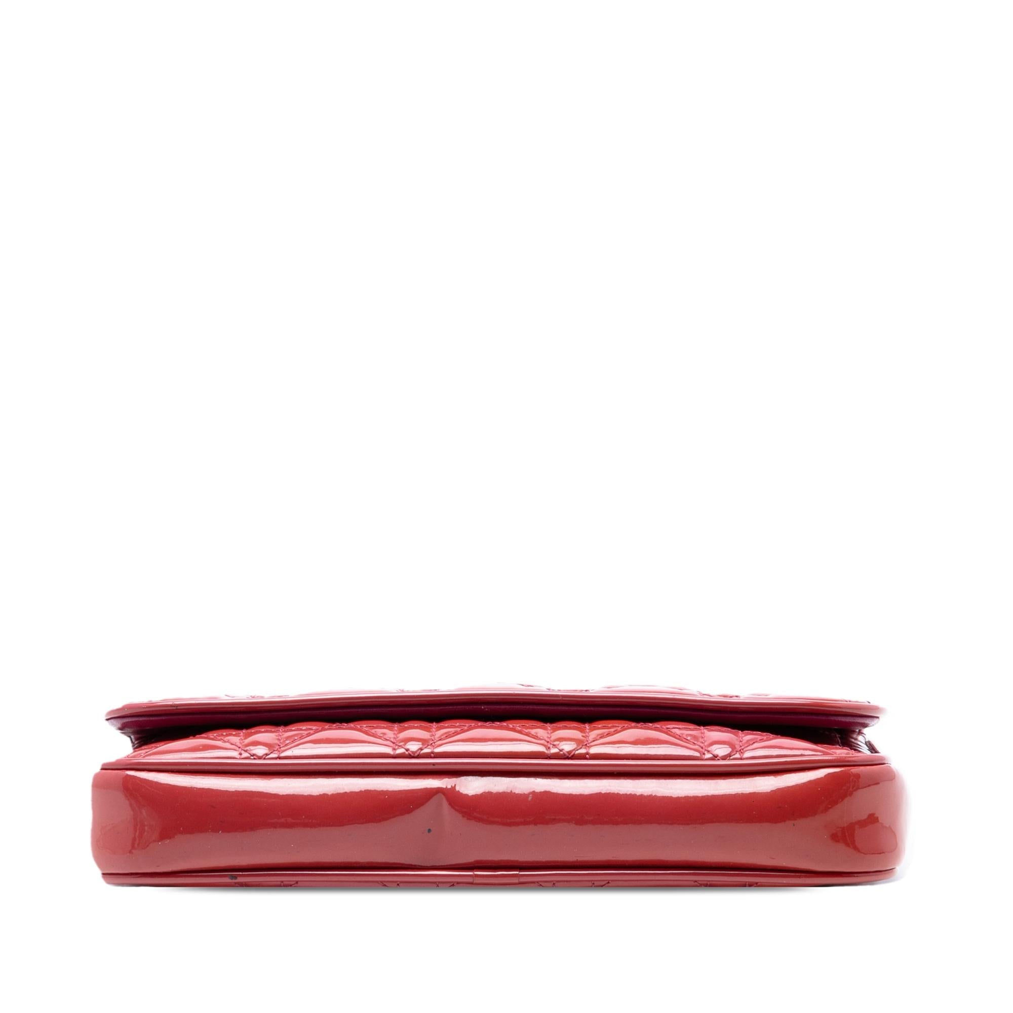 Dior Patent Cannage Lady Dior Wallet On Chain