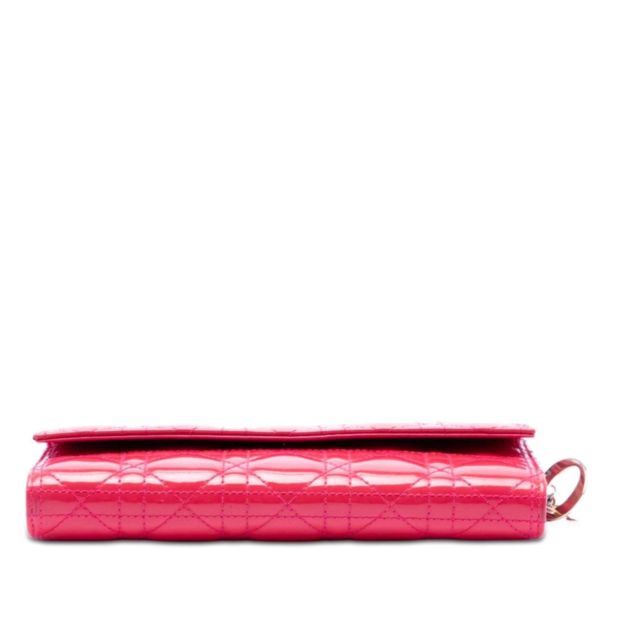 Dior Patent Cannage Lady Dior Wallet On Chain