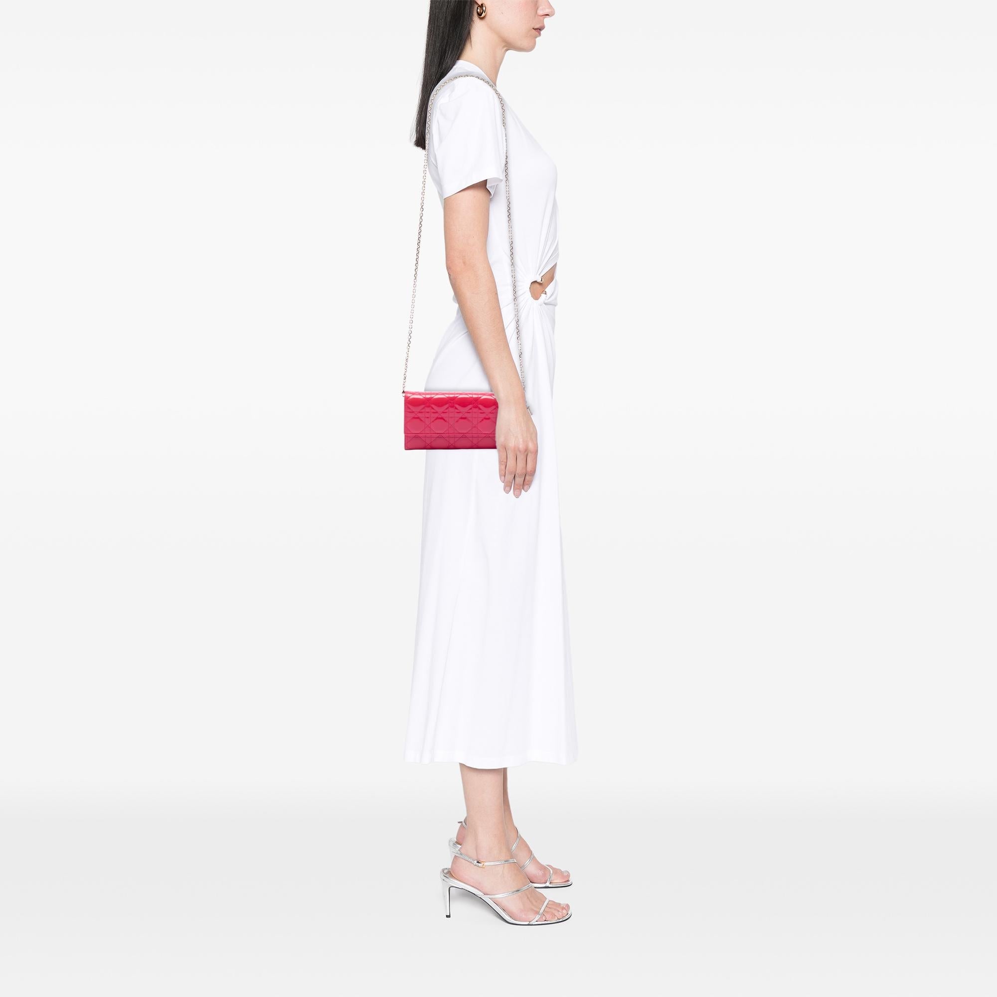 Dior Patent Cannage Lady Dior Wallet On Chain