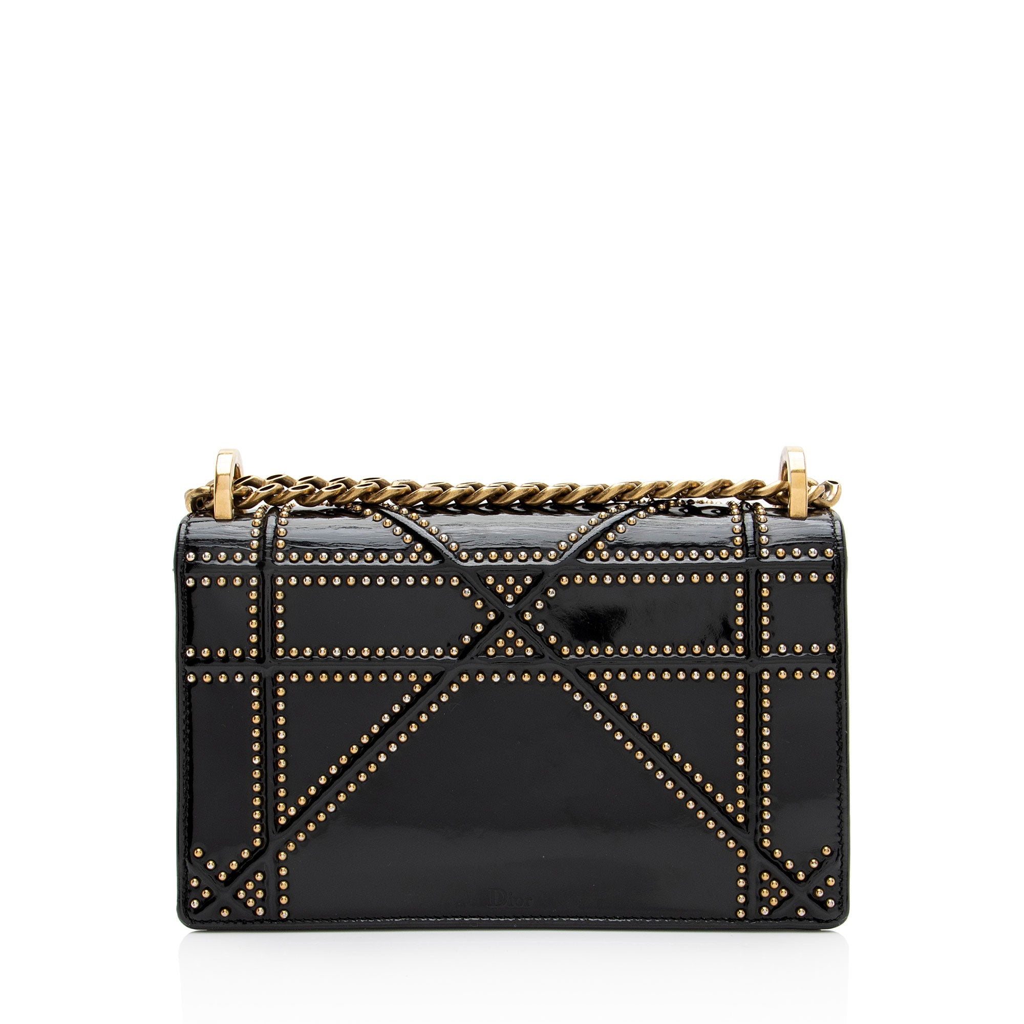 Dior Patent Leather Studded Diorama Small Shoulder Bag