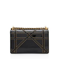 Dior Patent Leather Studded Diorama Small Shoulder Bag