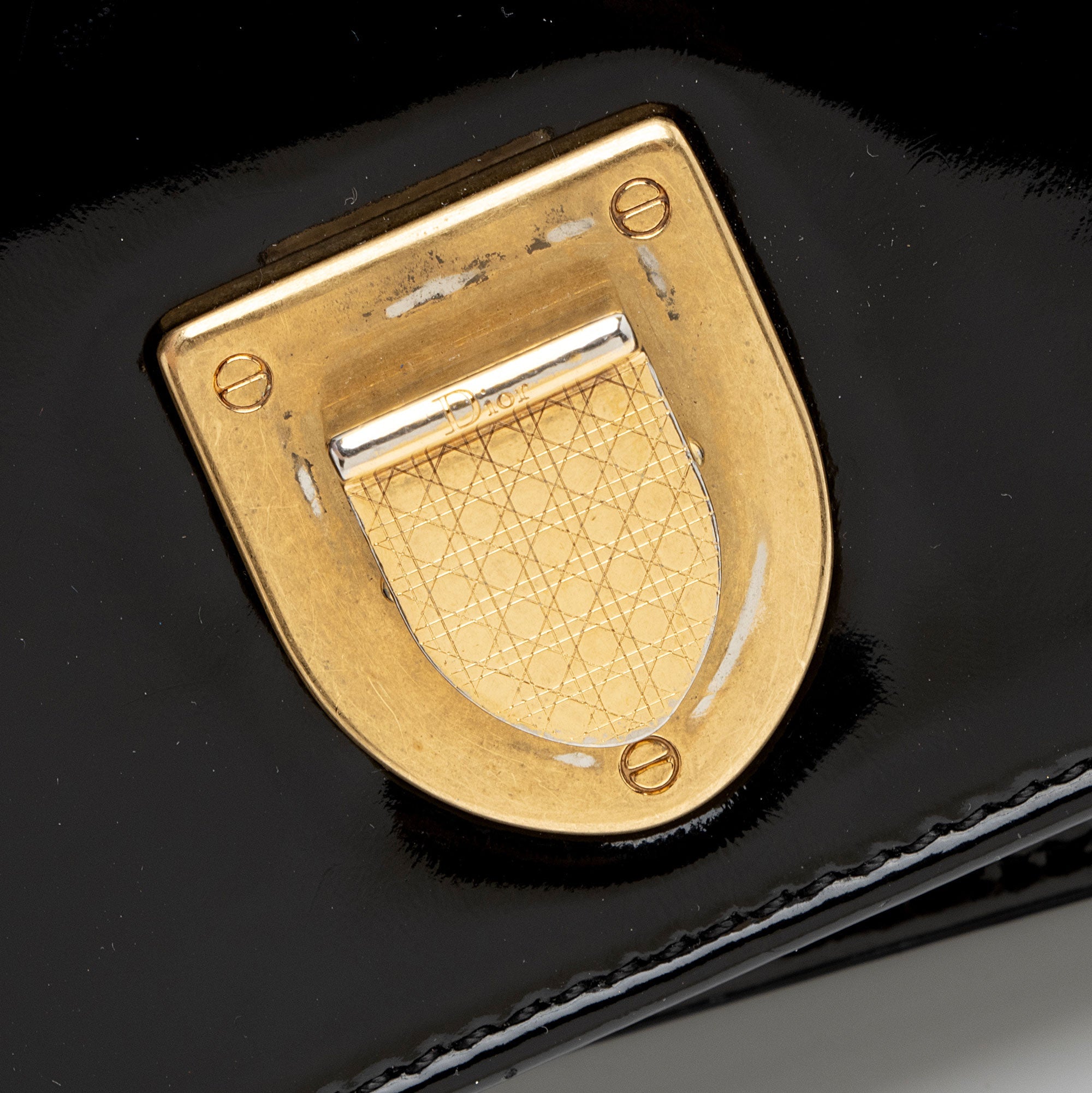 Dior Patent Leather Studded Diorama Small Shoulder Bag