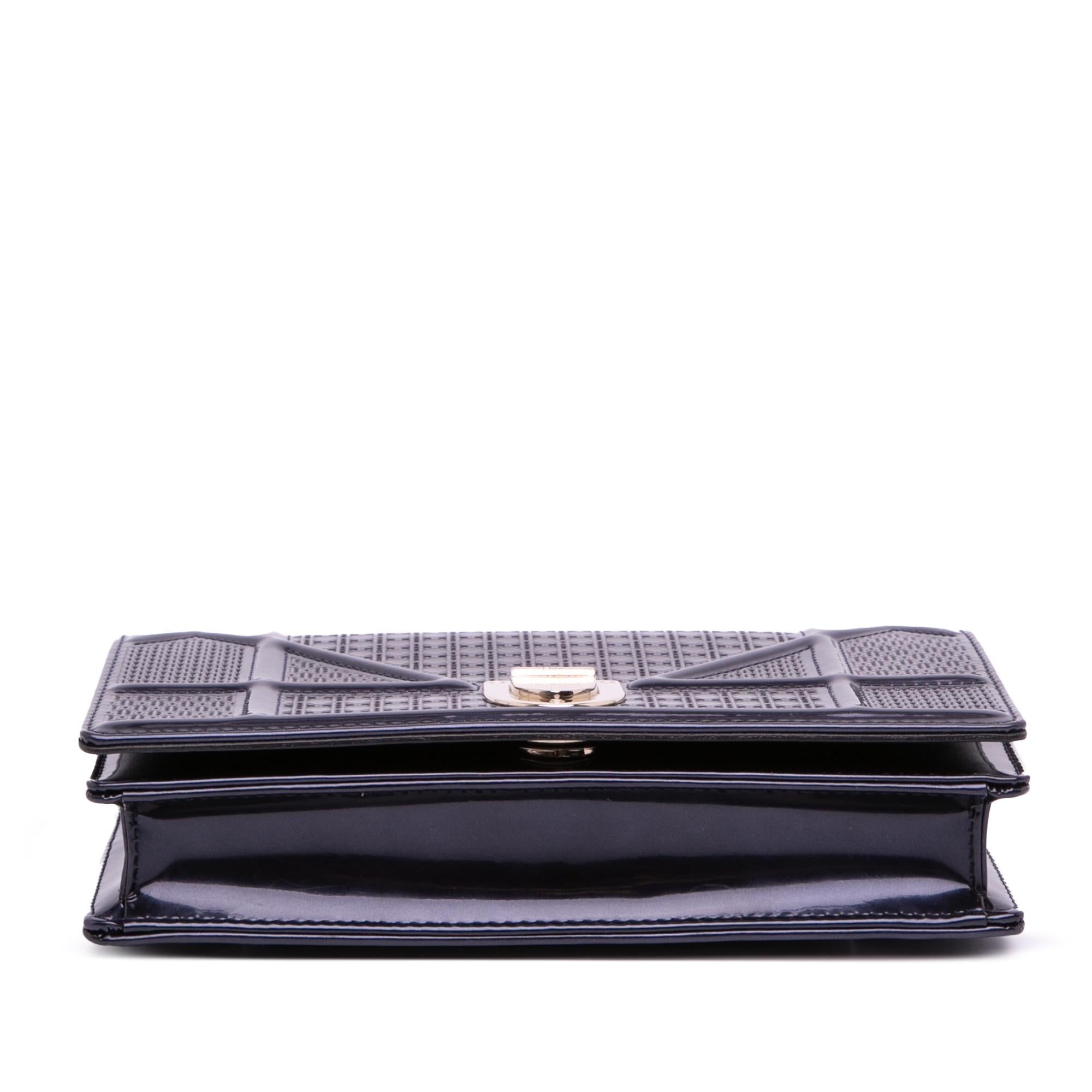 Dior Patent Microcannage Diorama Wallet on Chain