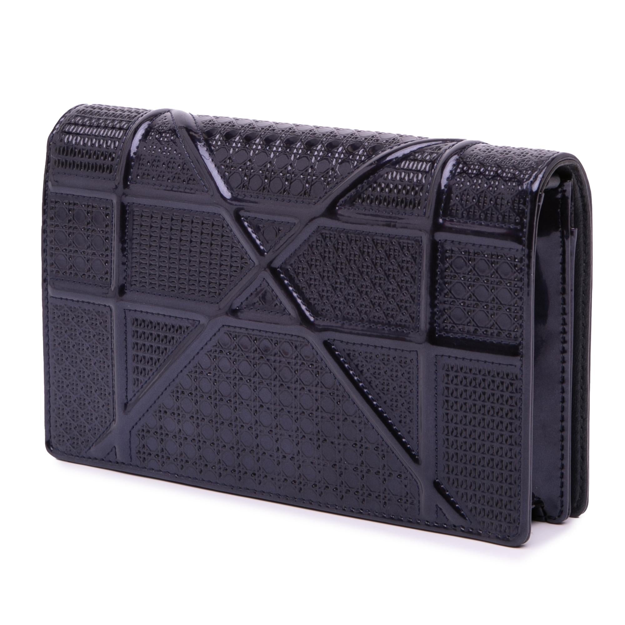 Dior Patent Microcannage Diorama Wallet on Chain