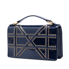 Dior Patent Studded Diorama Top Handle Wallet on Chain