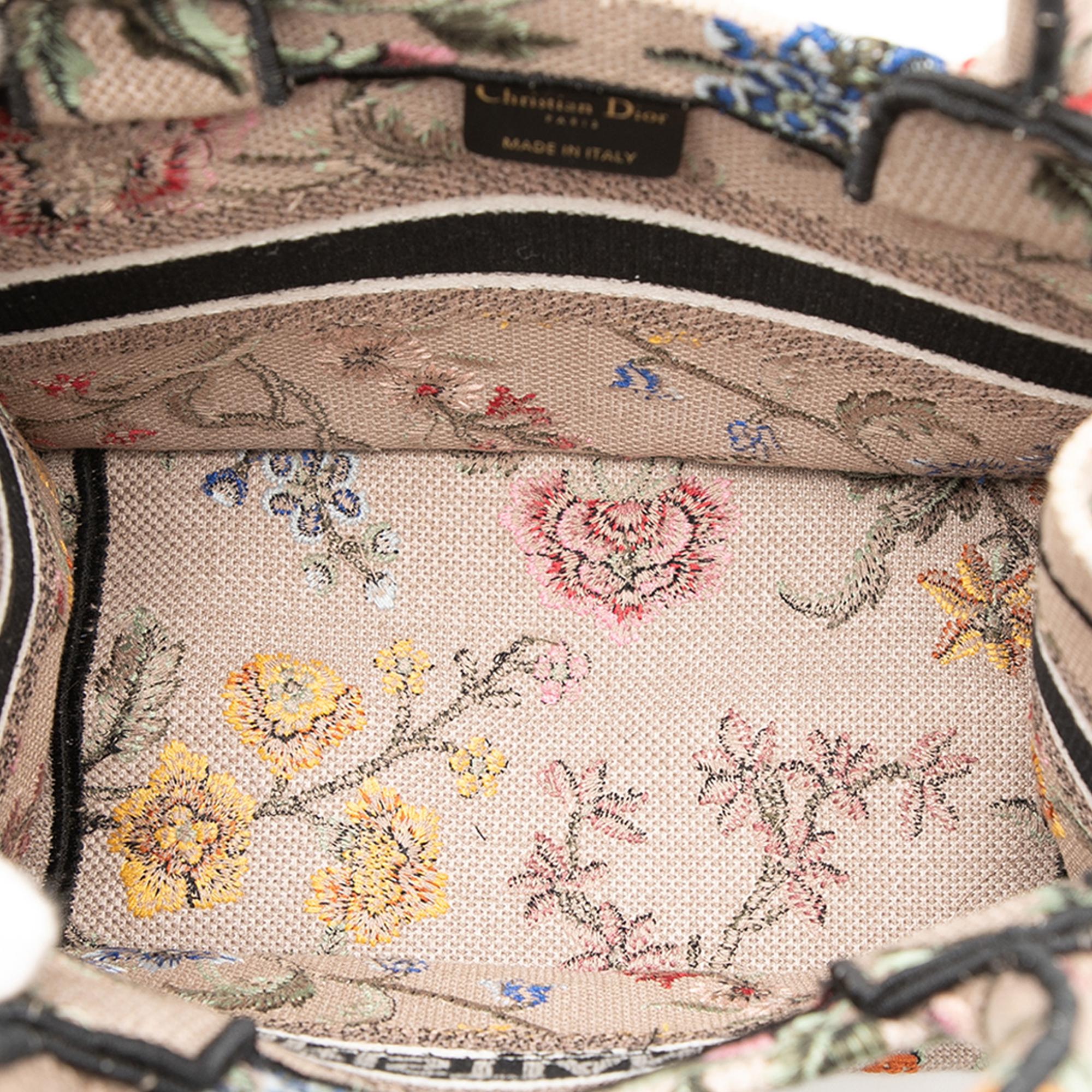 Dior Small Embroidered Canvas Petites Fleurs Book Tote