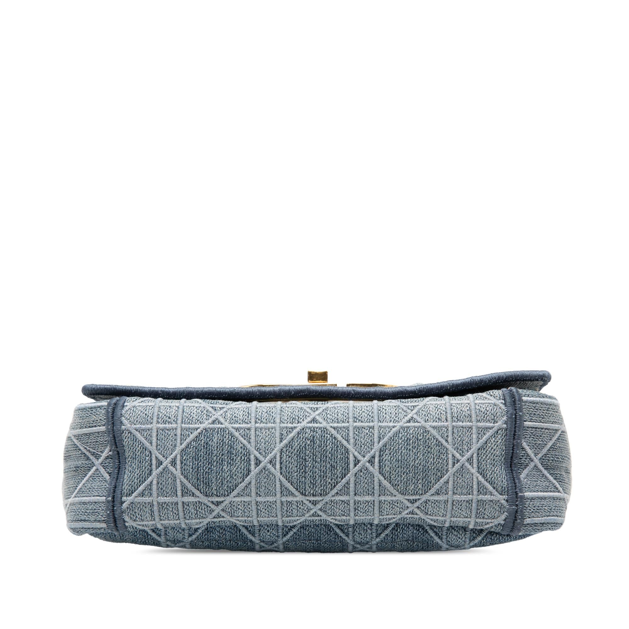 Dior Small Embroidered Denim Cannage Caro Bag
