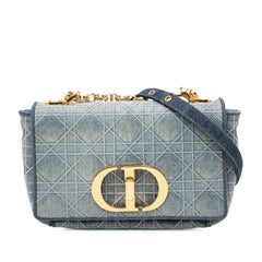 Dior Small Embroidered Denim Cannage Caro Bag