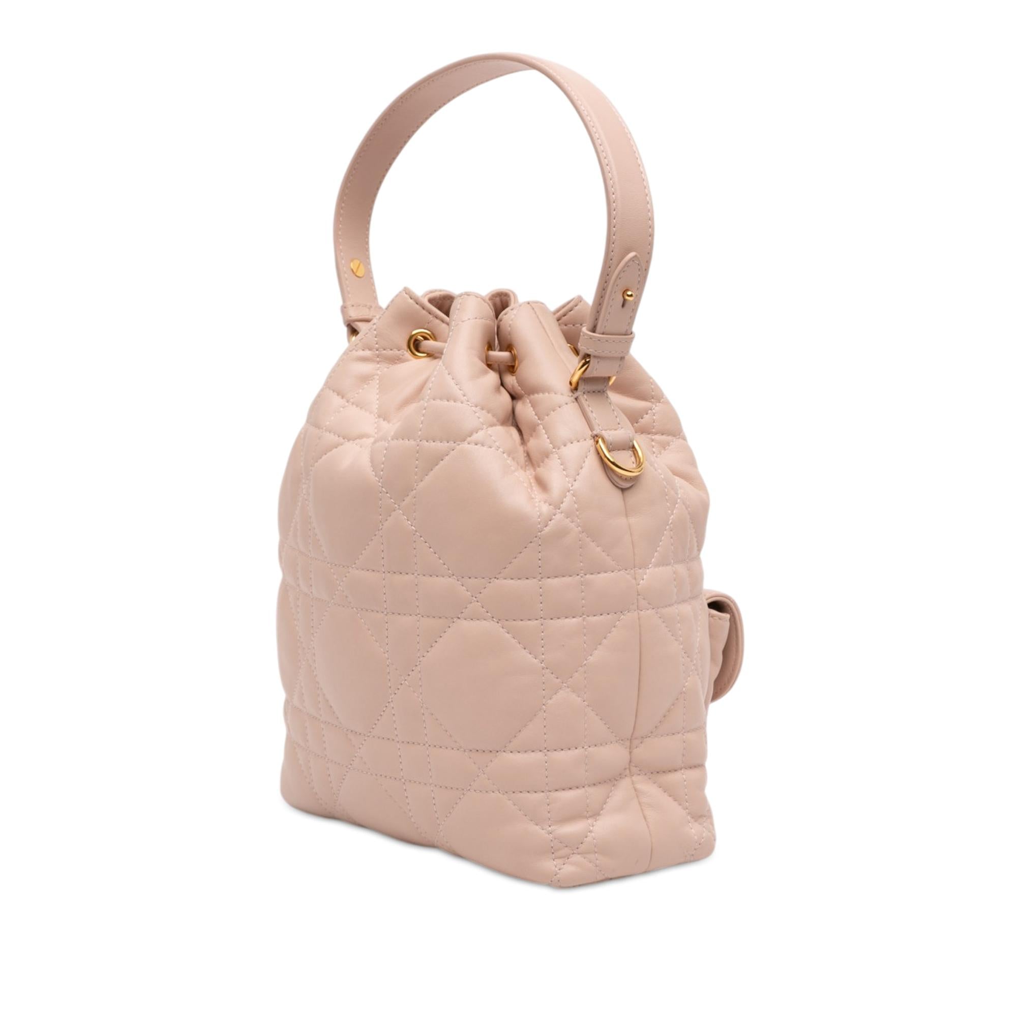 Dior Small Lambskin Macrocannage Caro Bucket Bag