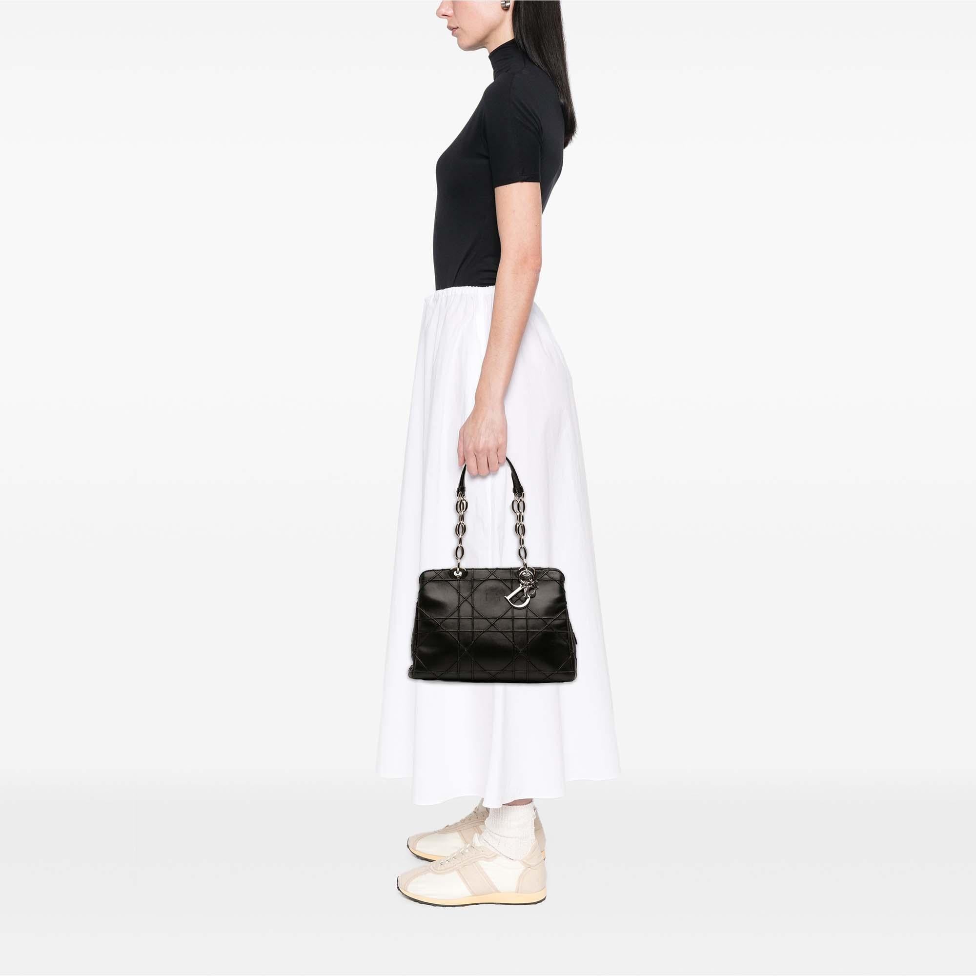 Dior Small Lambskin Macrocannage Lady Dior Soft Zipped Shopping Tote