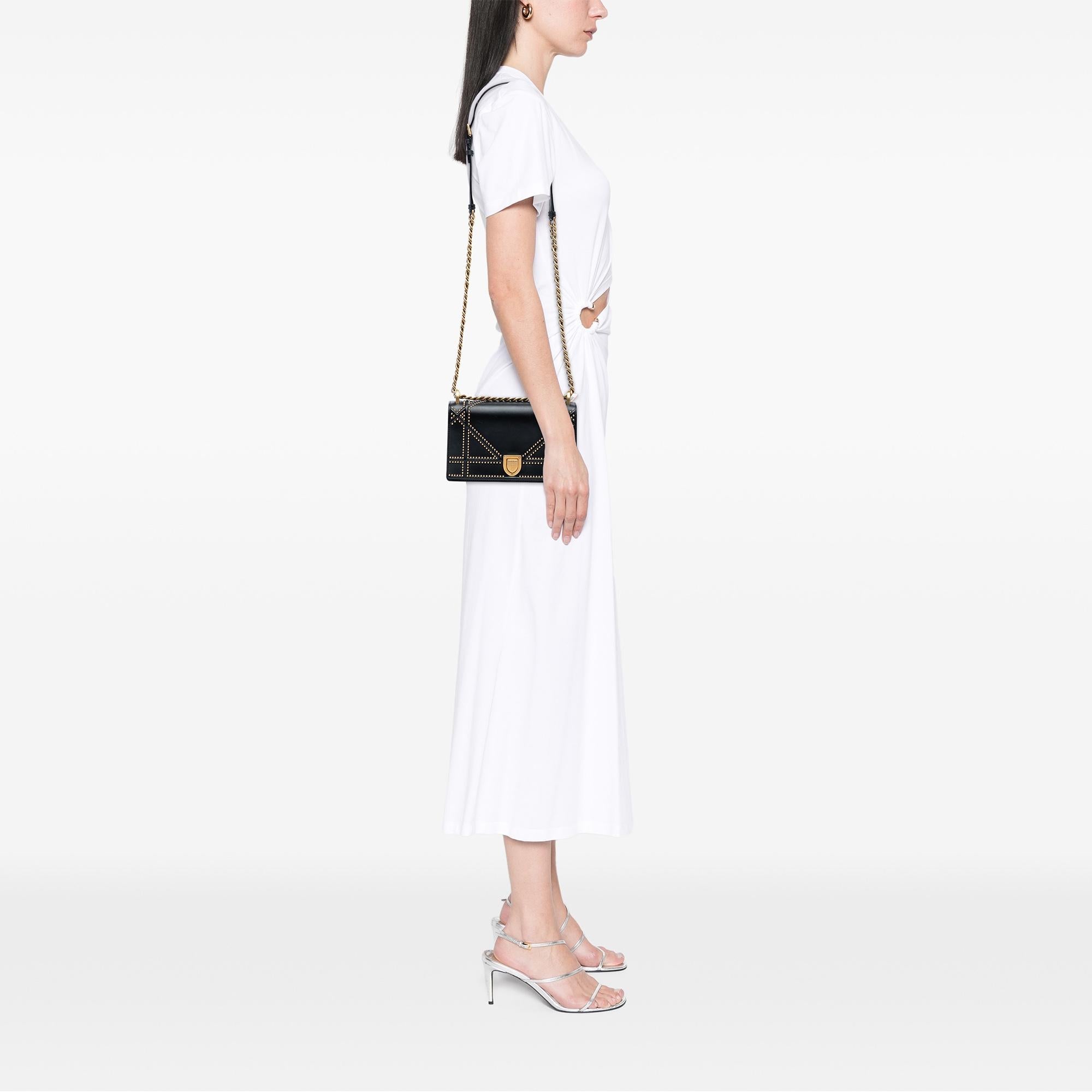 Dior Small Lambskin Studded Diorama Flap