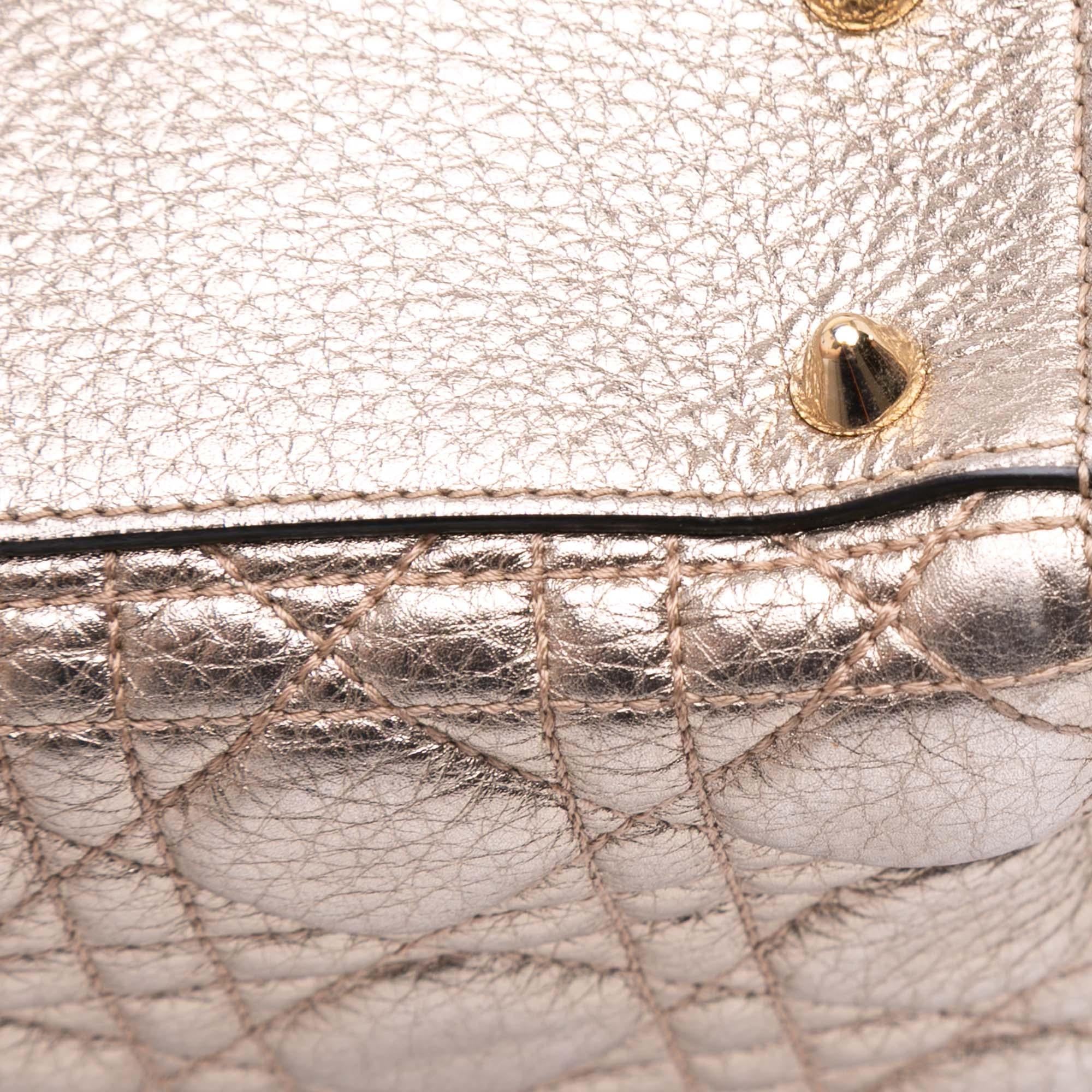 Dior Small Metallic Grained Calfskin Cannage Supple Lady Dior