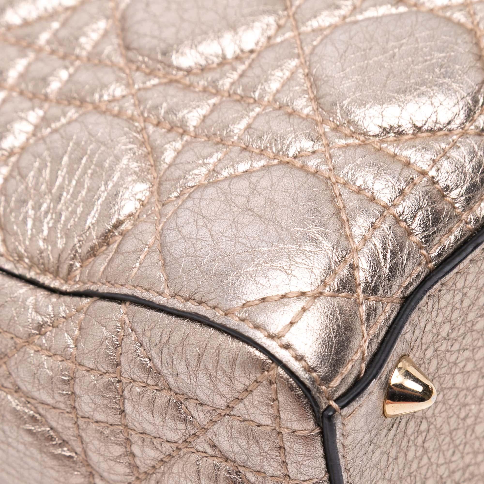 Dior Small Metallic Grained Calfskin Cannage Supple Lady Dior