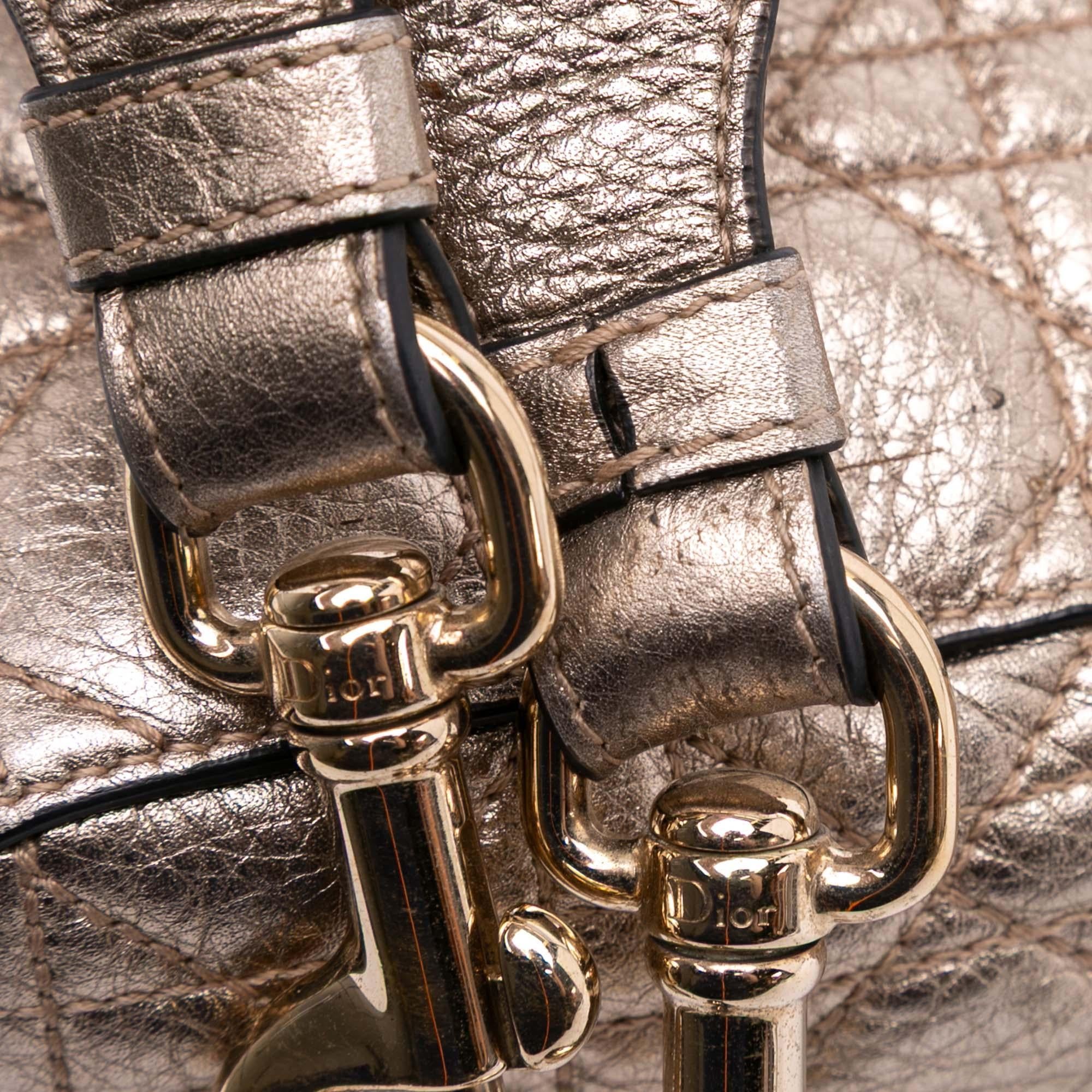 Dior Small Metallic Grained Calfskin Cannage Supple Lady Dior