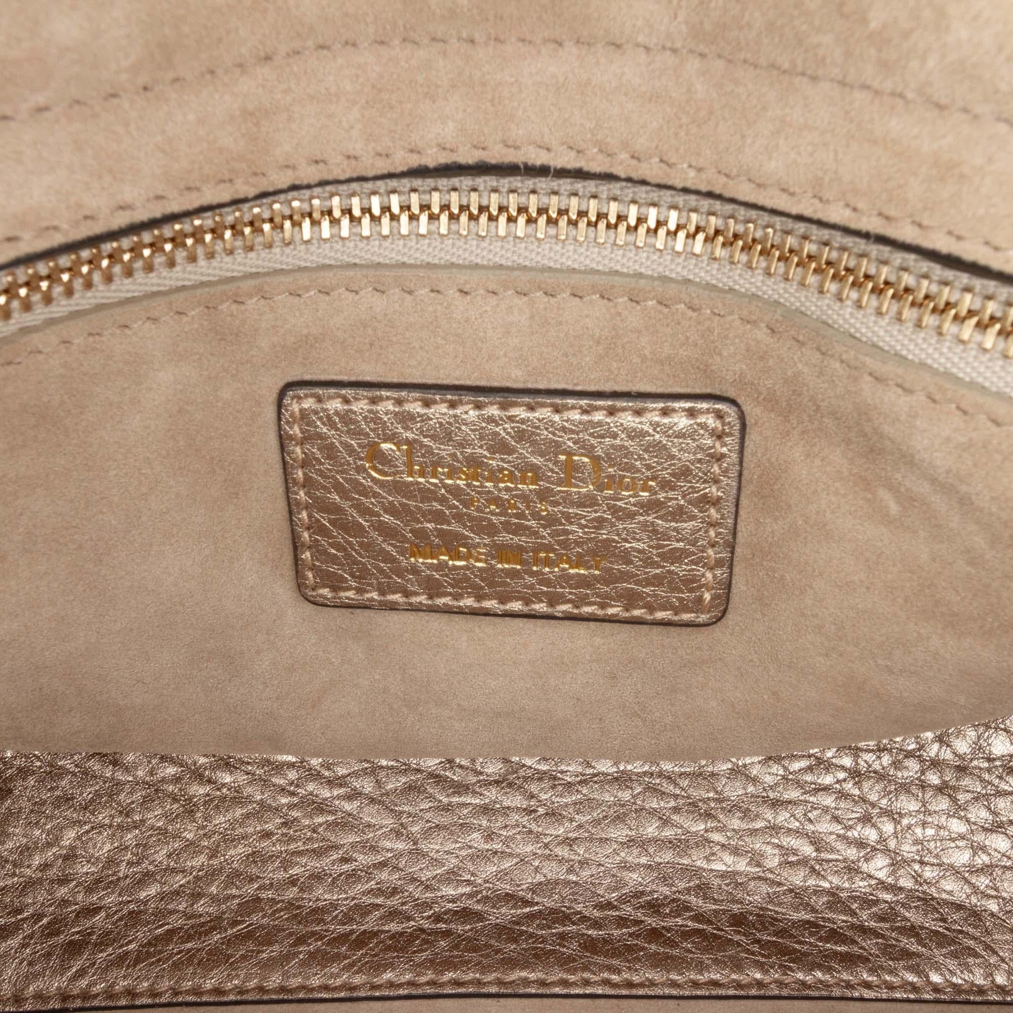 Dior Small Metallic Grained Calfskin Cannage Supple Lady Dior