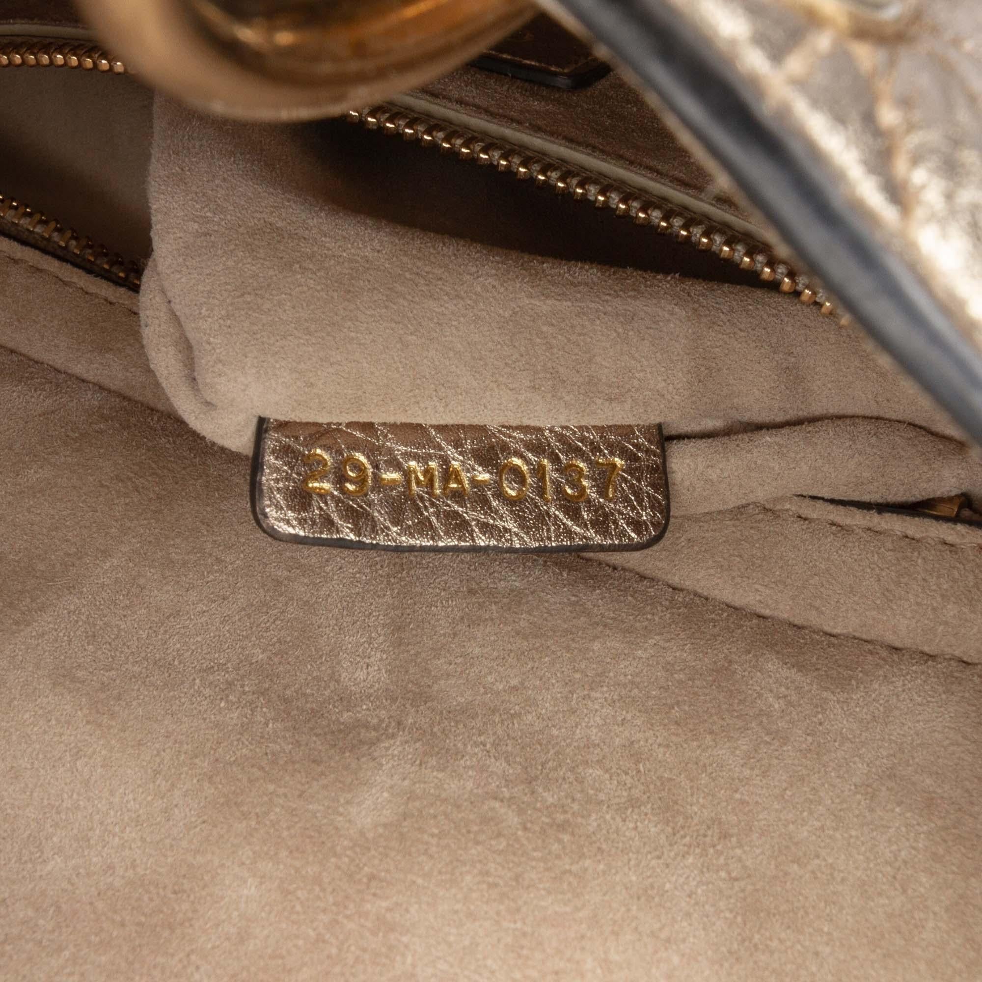 Dior Small Metallic Grained Calfskin Cannage Supple Lady Dior