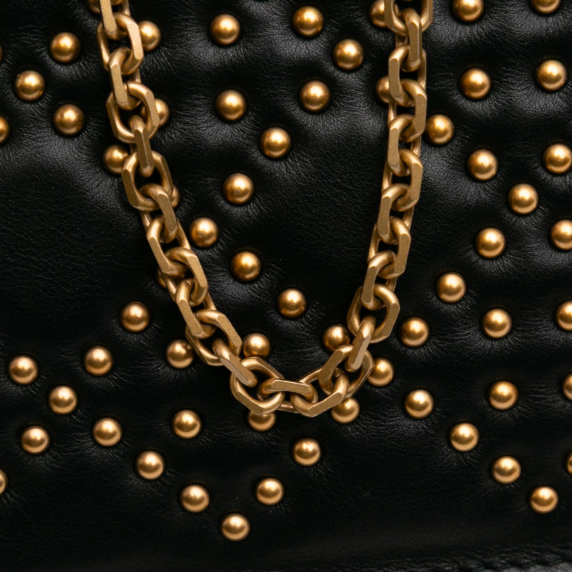 Dior Studded Calfskin Cannage Lady Dior Wallet on Chain