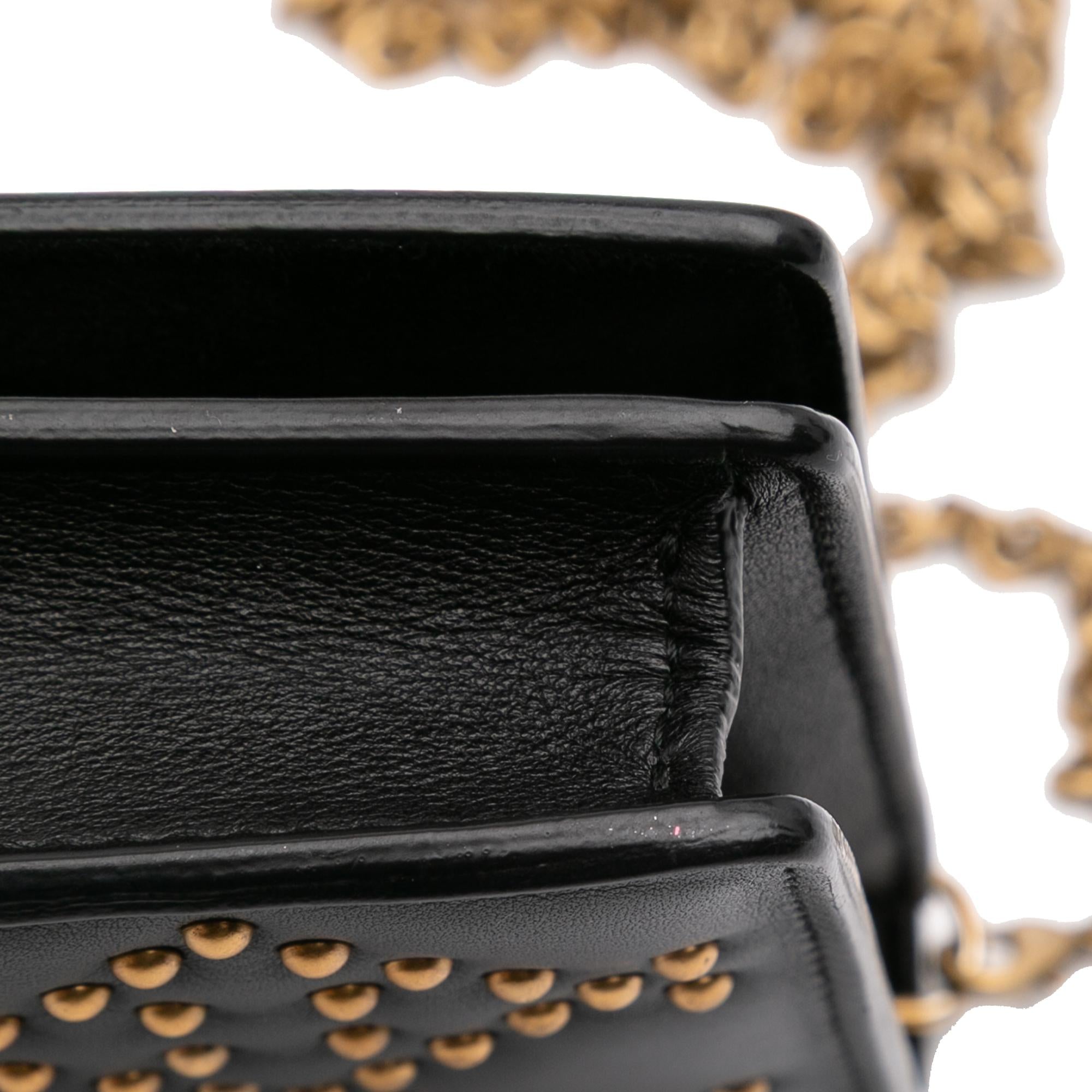 Dior Studded Calfskin Cannage Lady Dior Wallet on Chain