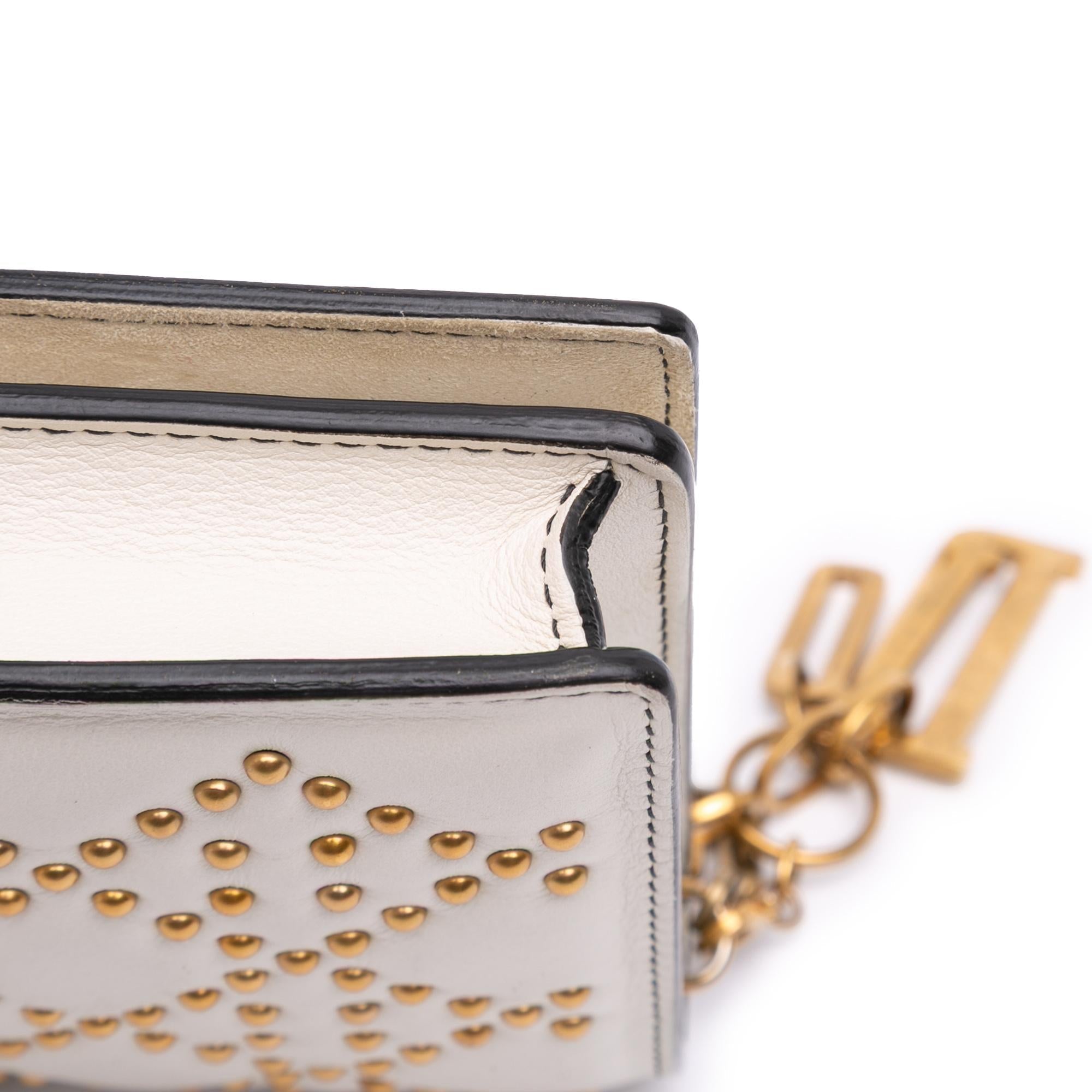 Dior Studded Calfskin Cannage Lady Dior Wallet on Chain