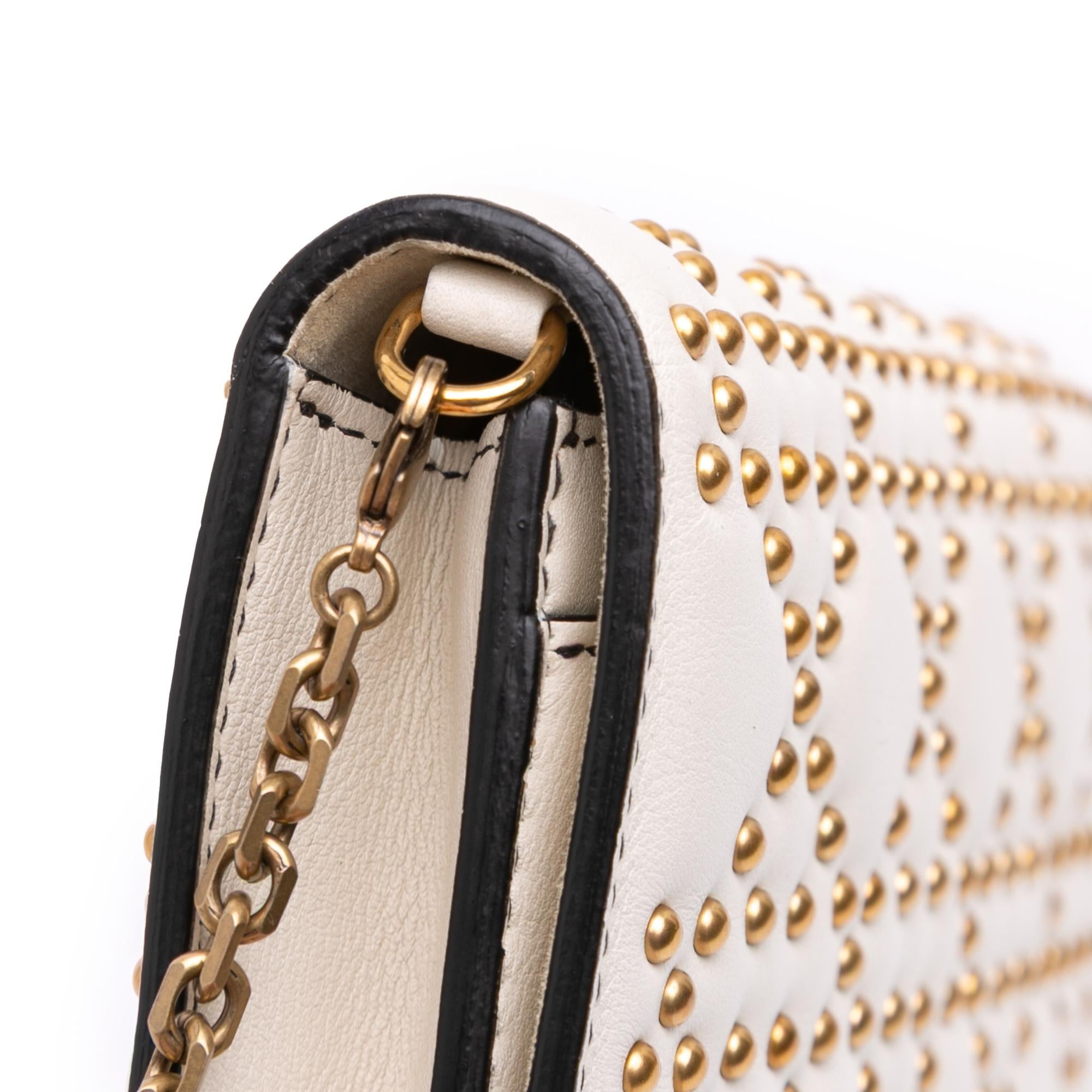 Dior Studded Calfskin Cannage Lady Dior Wallet on Chain