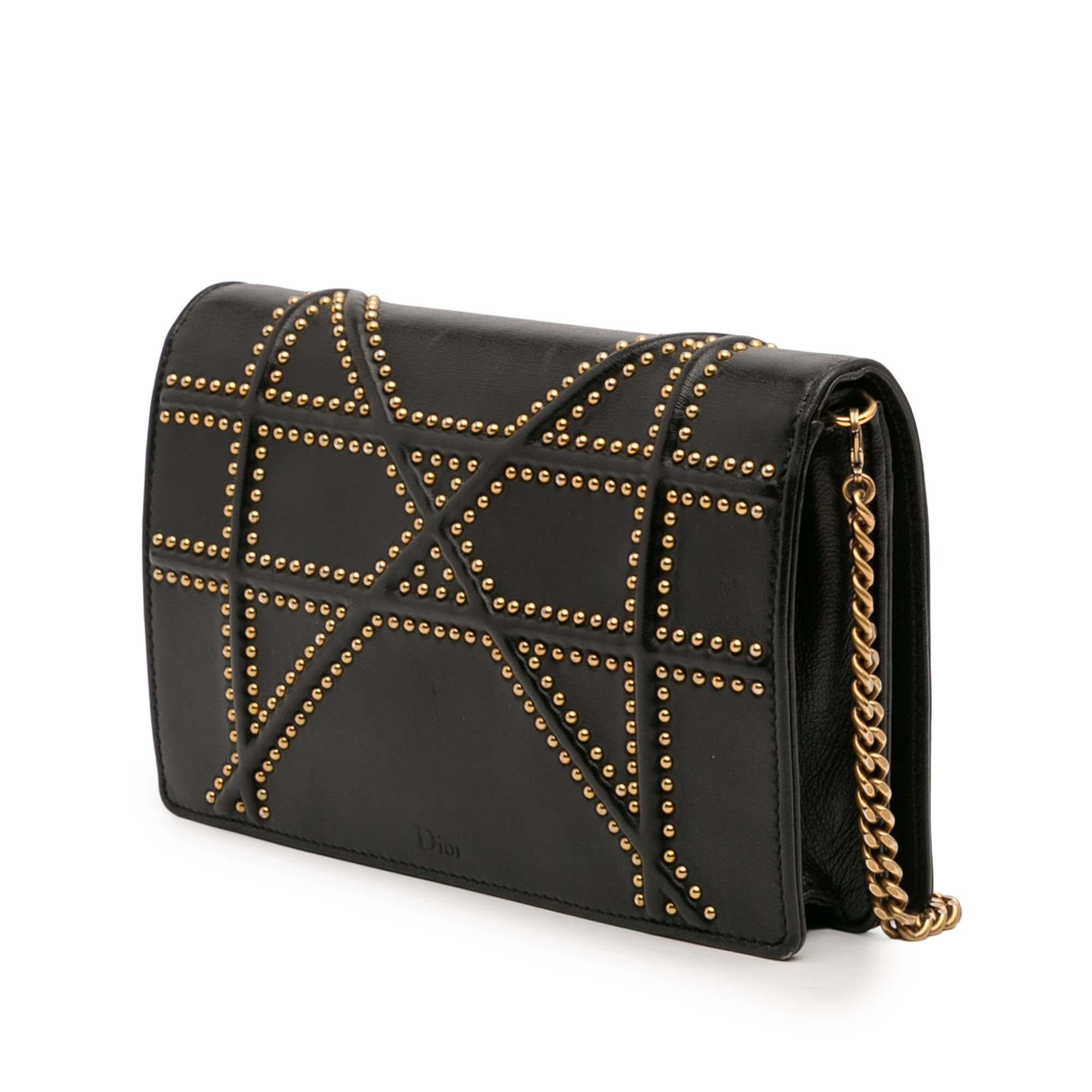 Dior Studded Calfskin Diorama Wallet on Chain