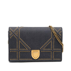 Dior Studded Denim Diorama Wallet on Chain