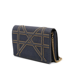 Dior Studded Denim Diorama Wallet on Chain