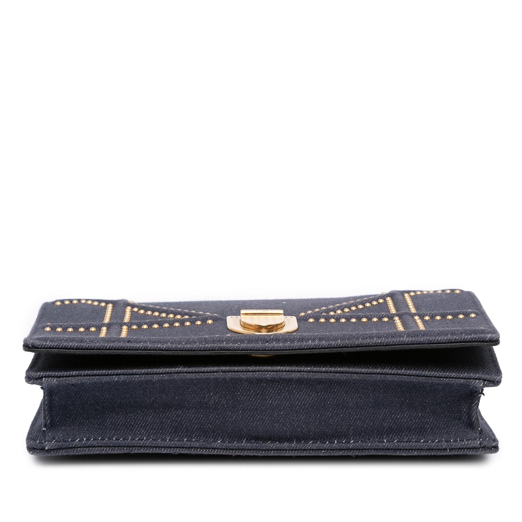 Dior Studded Denim Diorama Wallet on Chain