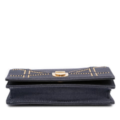 Dior Studded Denim Diorama Wallet on Chain
