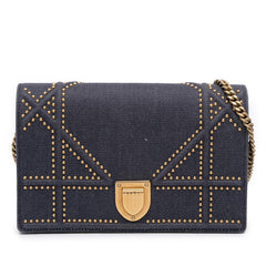 Dior Studded Denim Diorama Wallet on Chain