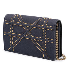 Dior Studded Denim Diorama Wallet on Chain