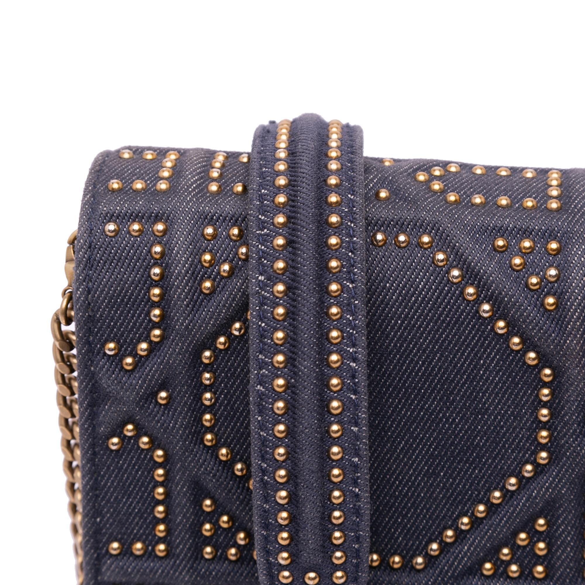 Dior Studded Denim Vertical Diorama Crossbody