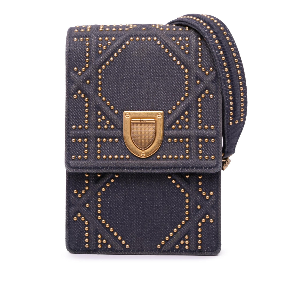 Dior Studded Denim Vertical Diorama Crossbody