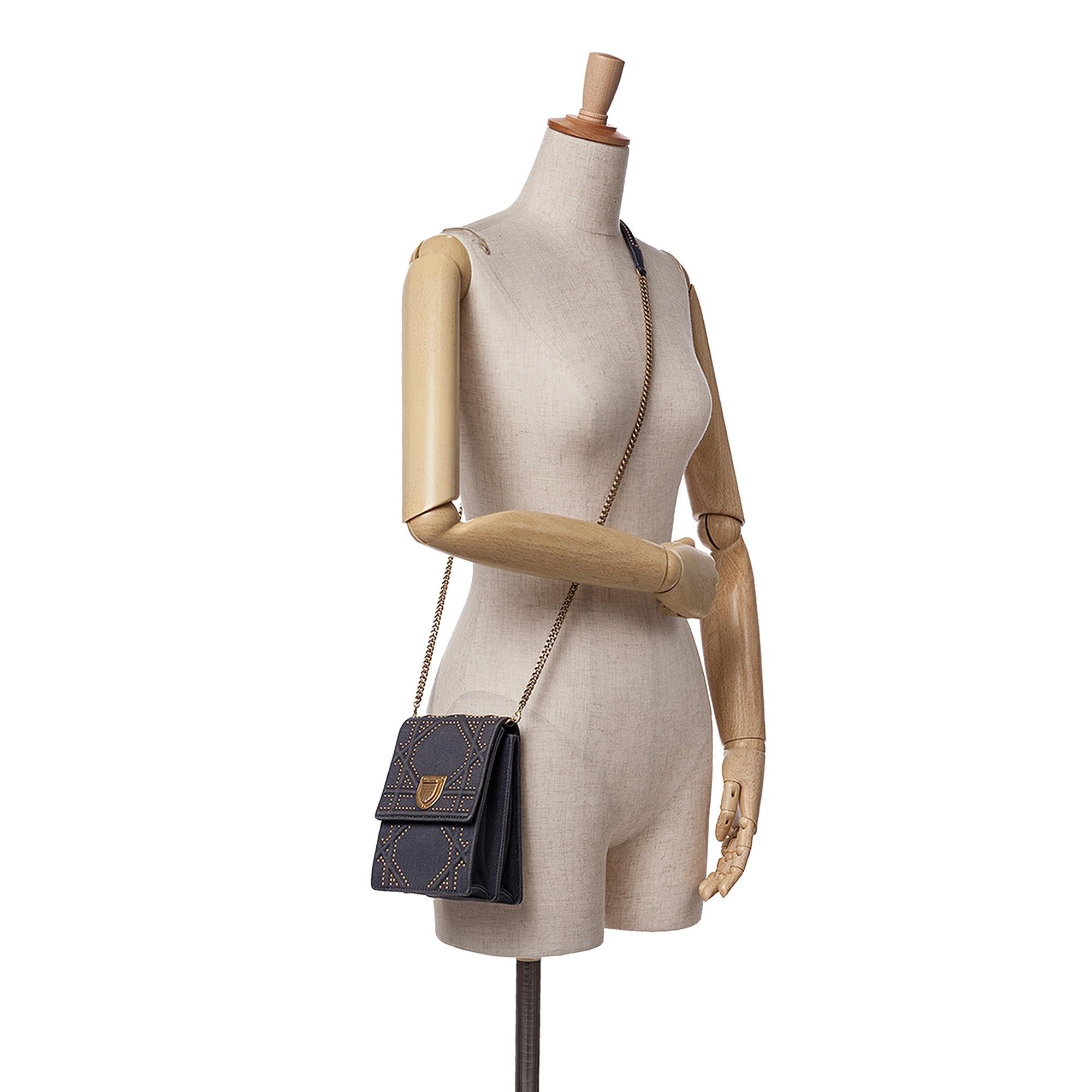 Dior Studded Denim Vertical Diorama Crossbody