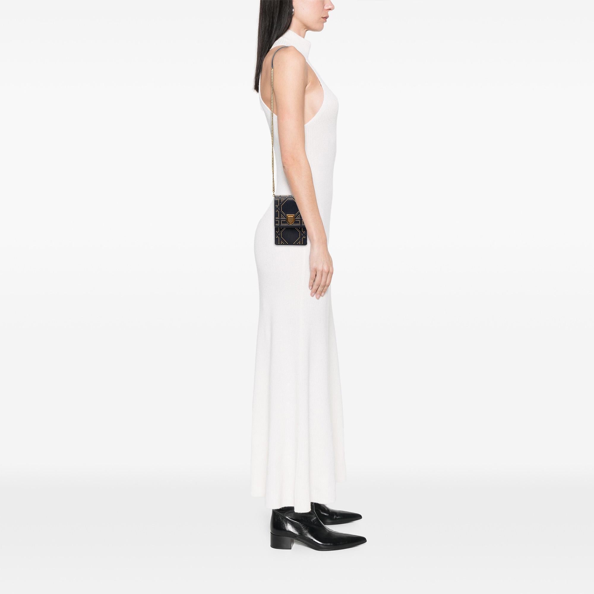 Dior Studded Lambskin Vertical Diorama Crossbody