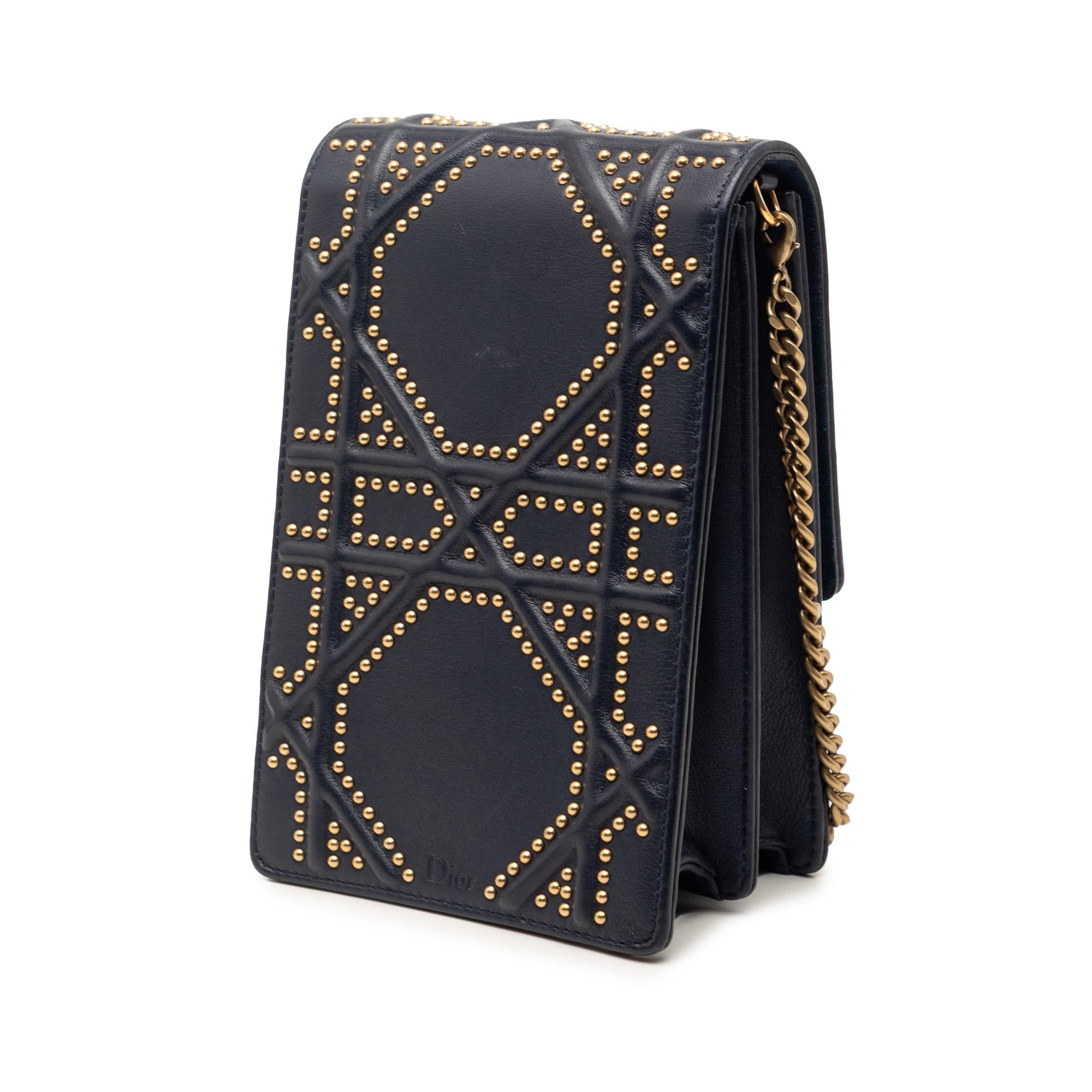 Dior Studded Lambskin Vertical Diorama Crossbody