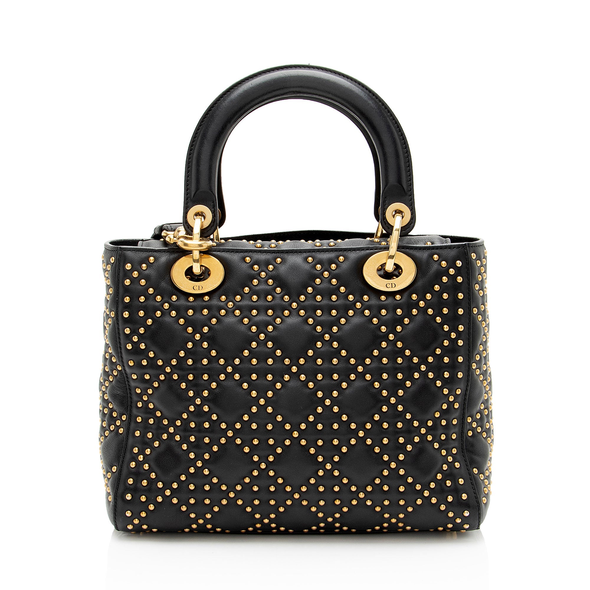 Dior Supple Lambskin Studded Lady Dior Medium Tote
