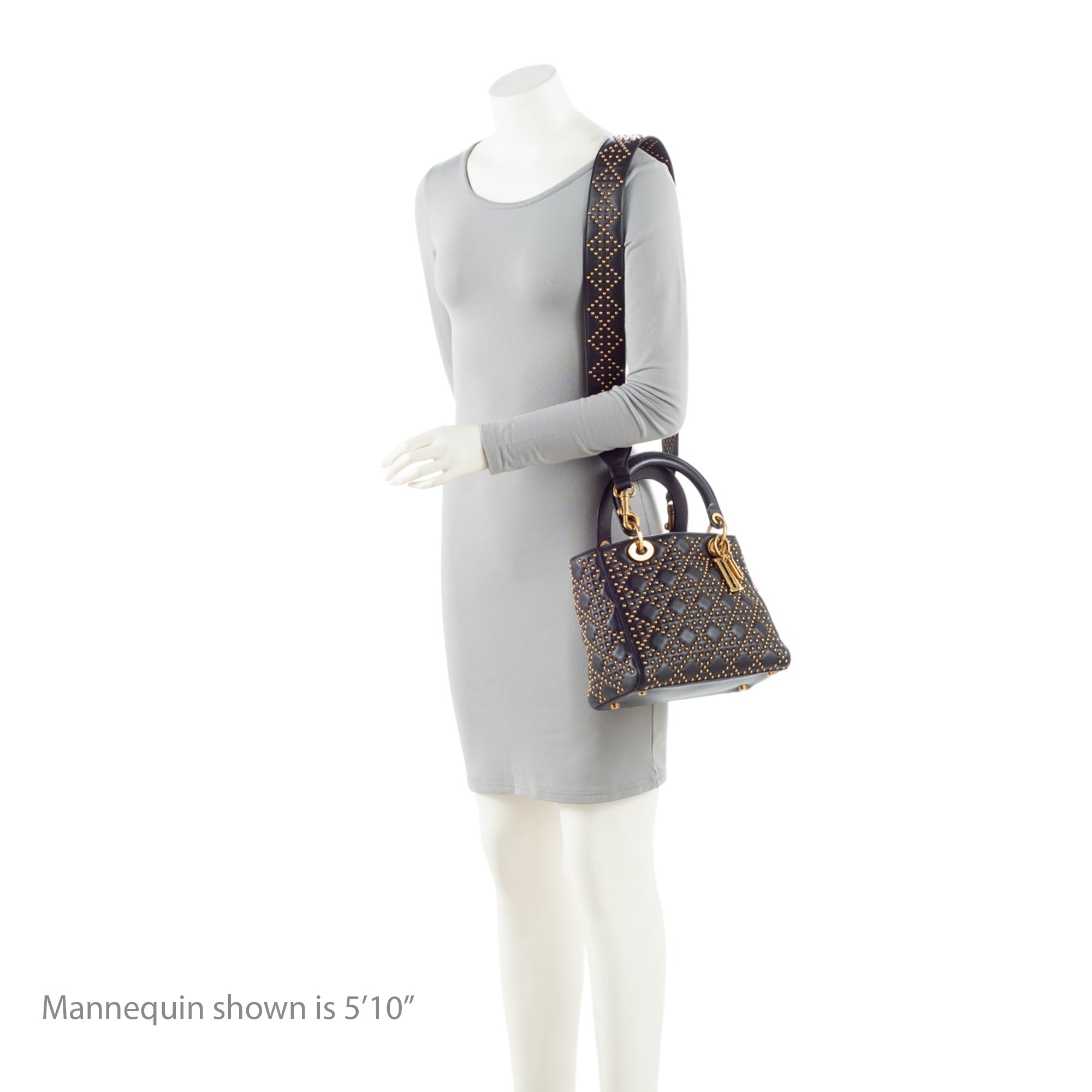 Dior Supple Lambskin Studded Lady Dior Medium Tote