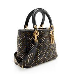 Dior Supple Lambskin Studded Lady Dior Medium Tote
