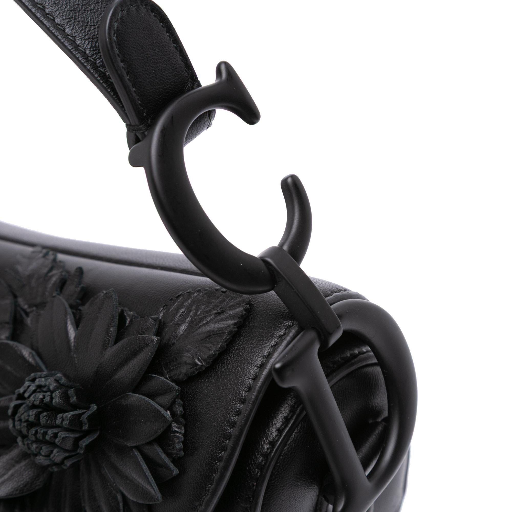 Dior Ultramatte Calfskin 3D Floral Saddle Bag