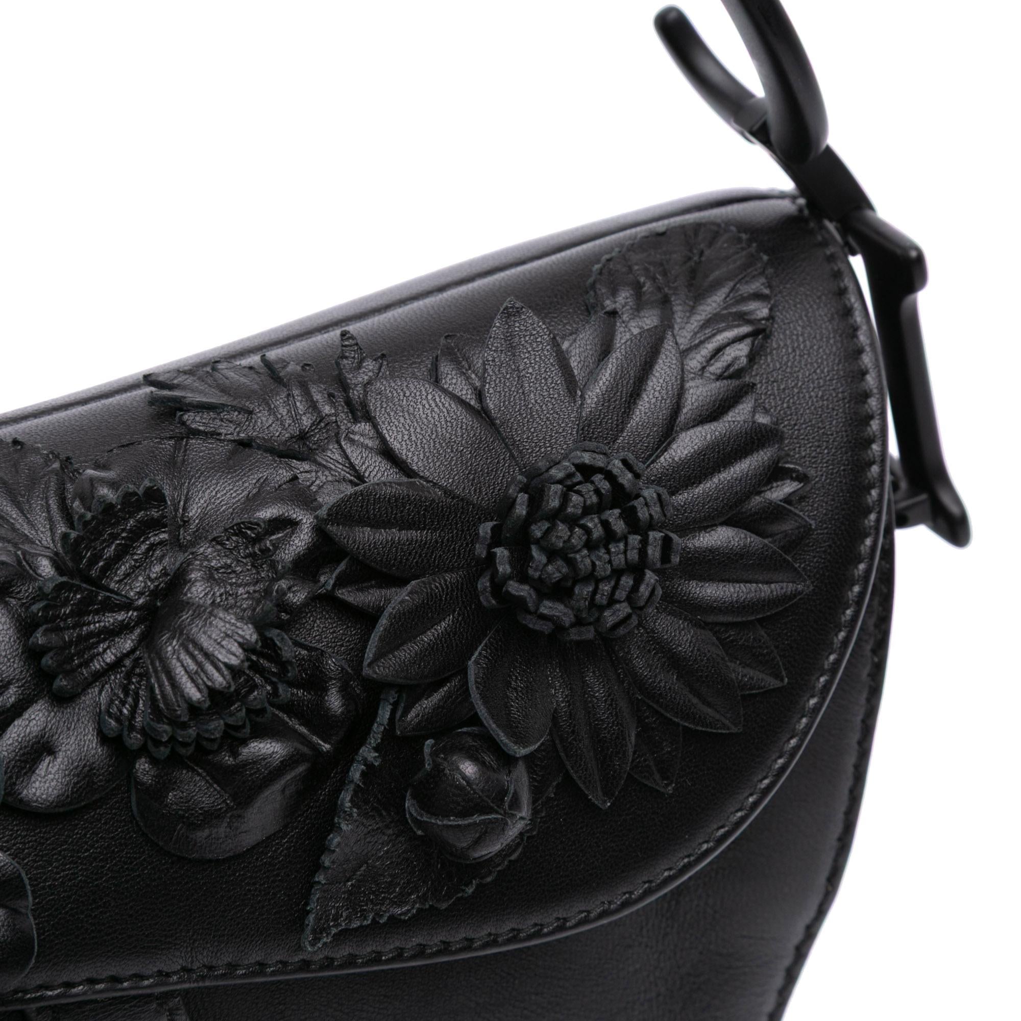 Dior Ultramatte Calfskin 3D Floral Saddle Bag