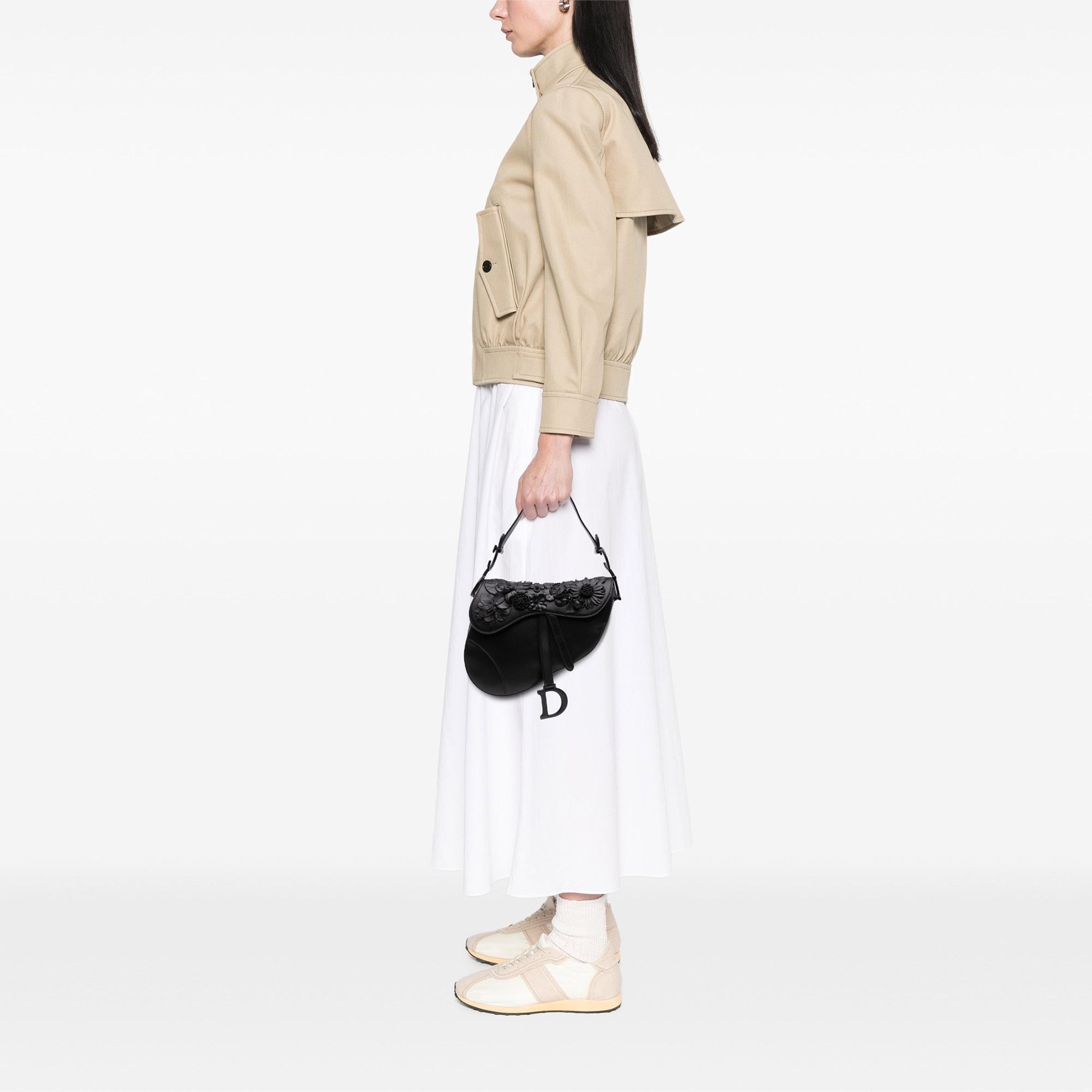 Dior Ultramatte Calfskin 3D Floral Saddle Bag